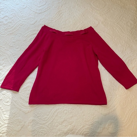 Liz Claiborne Y2K Off-The-Shoulder Sweater Top. Size: MP. Hot Pink. - Picture 6 of 6